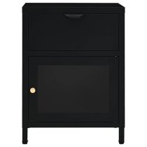 Utara Steel Bedside Cabinet With 1 Door 1 Drawer In Black