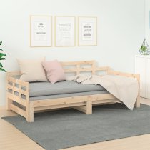 Elstan Solid Pine Wood Pull-out Single Day Bed In Natural