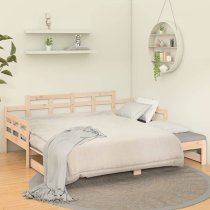 Elstan Solid Pine Wood Pull-out Single Day Bed In Natural