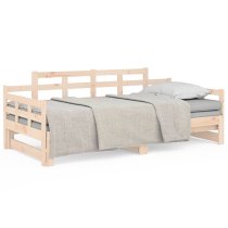 Elstan Solid Pine Wood Pull-out Single Day Bed In Natural