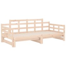 Elstan Solid Pine Wood Pull-out Single Day Bed In Natural