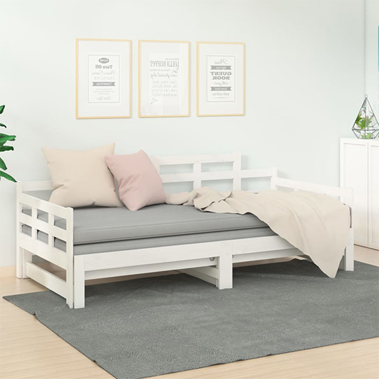 Elstan Solid Pine Wood Pull-out Single Day Bed In White