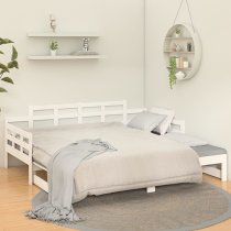 Elstan Solid Pine Wood Pull-out Single Day Bed In White