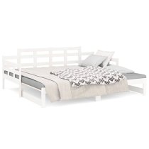 Elstan Solid Pine Wood Pull-out Single Day Bed In White