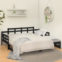 Elstan Solid Pine Wood Pull-out Single Day Bed In Black