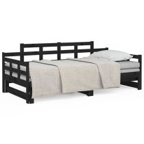 Elstan Solid Pine Wood Pull-out Single Day Bed In Black