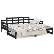 Elstan Solid Pine Wood Pull-out Single Day Bed In Black