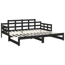 Elstan Solid Pine Wood Pull-out Single Day Bed In Black