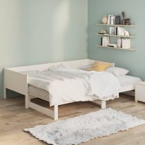 Emeric Solid Pine Wood Pull-out Single Day Bed In White