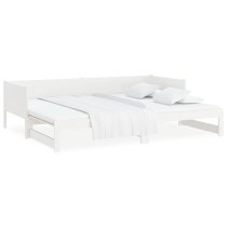 Emeric Solid Pine Wood Pull-out Single Day Bed In White