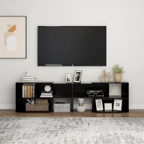 Carolus Wooden TV Stand With Shelves In Black