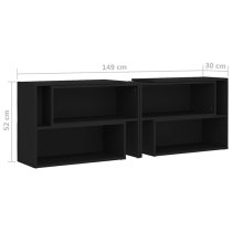 Carolus Wooden TV Stand With Shelves In Black