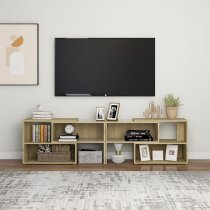 Carolus Wooden TV Stand With Shelves In Sonoma Oak