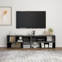 Carolus High Gloss TV Stand With Shelves In Grey