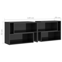 Carolus High Gloss TV Stand With Shelves In Grey