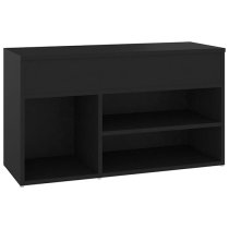 Seim Wooden Shoe Storage Bench With 2 Shelves In Black