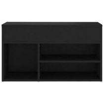 Seim Wooden Shoe Storage Bench With 2 Shelves In Black