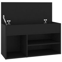 Seim Wooden Shoe Storage Bench With 2 Shelves In Black