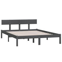 Chavez Solid Pinewood Small Double Bed In Grey