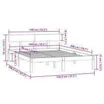 Chavez Solid Pinewood Double Bed In Grey