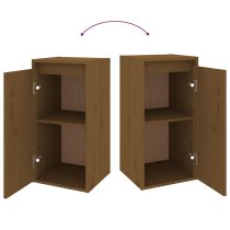 Akiva Wall Hung Solid Pinewood Entertainment Unit In Honey Brown