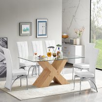 Zanti Clear Glass Dining Table With Oak Wooden Base