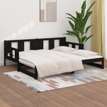 Bente Solid Pinewood Pull-out Single Day Bed In Black