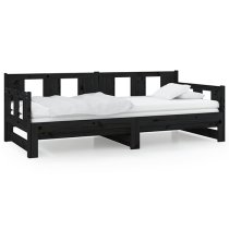 Bente Solid Pinewood Pull-out Single Day Bed In Black