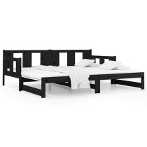 Bente Solid Pinewood Pull-out Single Day Bed In Black