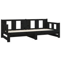 Bente Solid Pinewood Pull-out Single Day Bed In Black