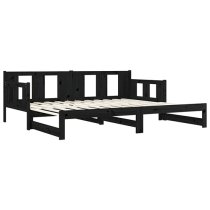 Bente Solid Pinewood Pull-out Single Day Bed In Black