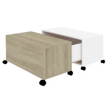 Katashi Wooden Coffee Table With Castors In White Sonoma Oak