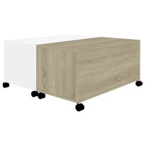 Katashi Wooden Coffee Table With Castors In White Sonoma Oak