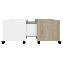 Katashi Wooden Coffee Table With Castors In White Sonoma Oak