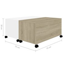 Katashi Wooden Coffee Table With Castors In White Sonoma Oak