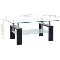 Aleron Clear Glass Coffee Table With Black Wooden Legs