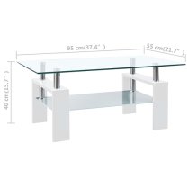 Aleron Clear Glass Coffee Table With White Wooden Legs