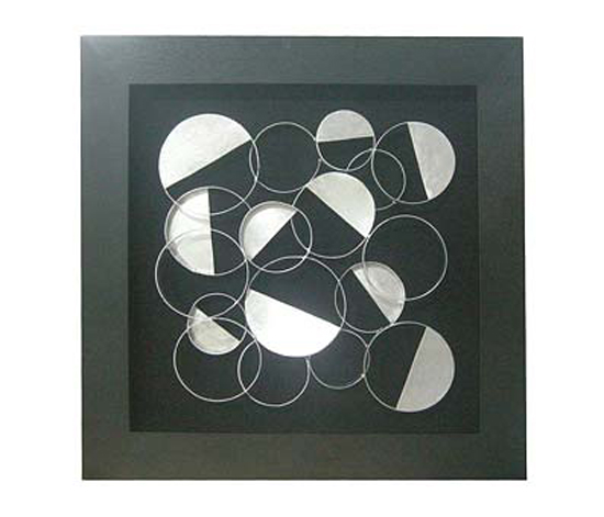 Framed Silver Discs Wall Art