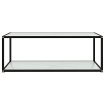 Dermot Medium Glass Coffee Table In White Marble Effect