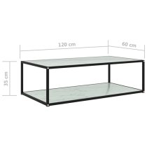 Dermot Large Glass Coffee Table In White Marble Effect