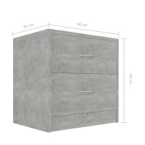 Aimo Wooden Bedside Cabinet With 2 Drawers In Concrete Effect