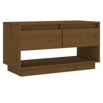 Doric Solid Pinewood TV Stand With 2 Drawers In Honey Brown