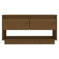 Doric Solid Pinewood TV Stand With 2 Drawers In Honey Brown