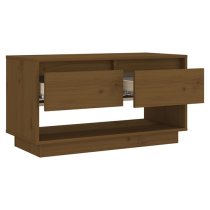 Doric Solid Pinewood TV Stand With 2 Drawers In Honey Brown