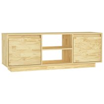 Eurus Solid Pinewood TV Stand With 2 Doors In Natural