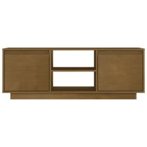 Eurus Solid Pinewood TV Stand With 2 Doors In Honey Brown