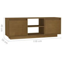 Eurus Solid Pinewood TV Stand With 2 Doors In Honey Brown