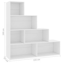 Carus Wooden Bookcase With 6 Shelves In White