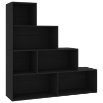 Carus Wooden Bookcase With 6 Shelves In Black