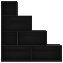 Carus Wooden Bookcase With 6 Shelves In Black